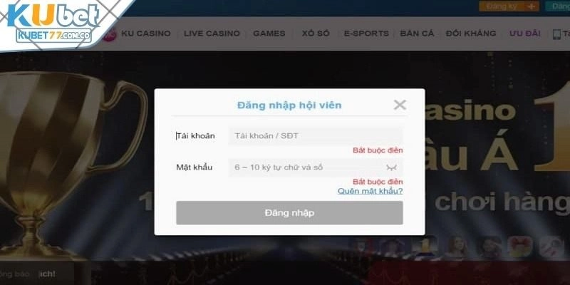 Kiểm tra lại tên đăng nhập và mật khẩu