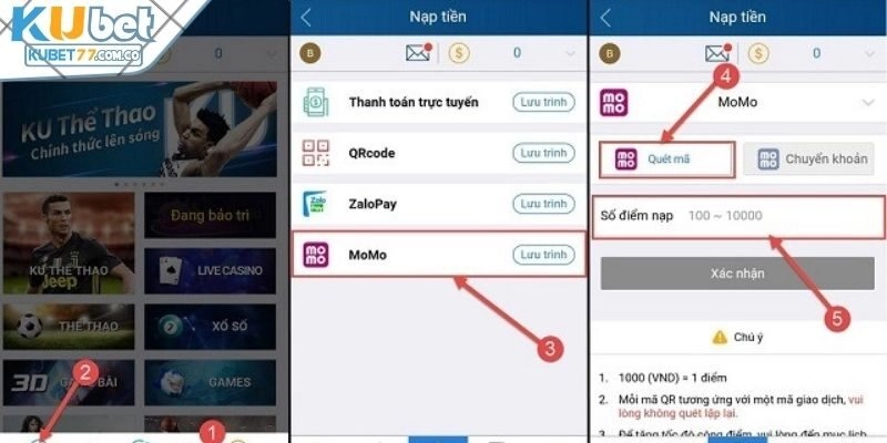 Nạp tiền Kubet77 qua ví điện tử
