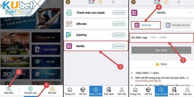 Rút tiền Kubet77 qua ví điện tử
